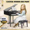 30 Key PianoChildren Kids Grand Piano Wood Toy w/ Bench Music Stand-Black Melodic