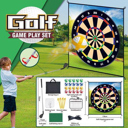Golf Chipping Game with Sticky Balls and Darts fun Game Mat Indoor OutdoorGolf Game Set for Children Over 3 Years Old and Adults Golf Clubs