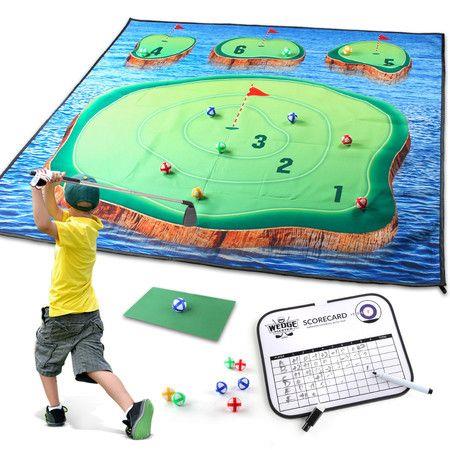 Golf Game Chipping Mat Sticky Balls Darts Gaming Golfing Practice Sports Gym Indoor Outdoor Set Kids Ages 3+ Clubs Fun Activity Gift