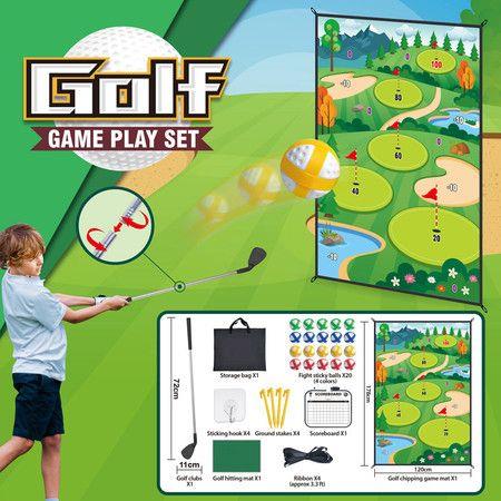 Golf Chipping Game with Sticky Balls fun Game Mat Indoor OutdoorGolf Game Set for Children Over 3 Years Old and Adults Golf Clubs