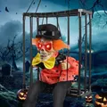 Halloween Hanging Decorations with Motion Sensor Activated and Light Up Eyes, Creepy and Scary Ghost Clown Prisoner Cage