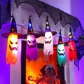 Halloween Decorations 3m Hanging Light Up Ghost Hat Ornament 5Lights Enhanced Lighting Brightness, Suitable for Outdoor, Yard, Tree