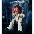 Skeleton Animated Halloween Decorations, Screaming Halloween Decor with Motion Activated & Light Sensor, Spooky Prisoner Cage with Spider Web Haunted House Decorations,Ghost with Long-hair