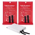 Fire Blankets Emergency for Kitchen Home,Prepared Emergency Fire Retardant Blanket for Home Fireproof Blanket for Camping,Grill,Car,Office,Warehouse,School,Picnic,Fireplace (2Pack)