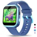 Kids Smart Watch with Puzzle Games HD Touch Screen Camera Video Music Player Pedometer Alarm Clock Flashlight Fashion Kids Smartwatch Gift for Age3+ Year Old Boys Girls Toys (Blue)