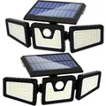 2 Pcs LED Cordless Solar Motion Sensor Lights Waterproof Solar Lights Outdoor Security LED Flood Light