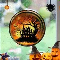 Halloween Horror Castle Black Cat Window Stickers, PVC, No Glue, Static Decorative, Colorful, Party, Home, On Glass