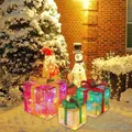 Set of 3 Christmas Lighted Gift Boxes with Remote Control, LED Light up Xmas Present Ornament for Tree Indoor Outdoor?Xms Lights Decorations (01-3PCS)