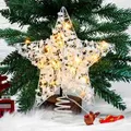 Christmas Tree Topper Star with 20 LED Lights, Xmas Tree Ornaments Battery Operated Shiny Star Tree Topper with Natural Cotton for Decorations