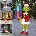 Grinch Christmas Decorations - 1 Grinch Sign with Stakes - Grinch Sign for Garden Decoration Lawn Grumpy Flying Christmas (B)