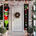 Grinch Christmas Decorations Grinch Porch Sign Door Banner Merry Grinchmas Theme Photography Yard Sign Banner J