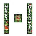 Grinch Christmas Decorations Grinch Porch Sign Door Banner Merry Grinchmas Theme Photography Yard Sign Banner