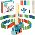60PCS Blue Automatic Dominoes Stacking Creative Game?Domino Train Toys,Stem Building and Stacking Toys with Sound and Light?Xmax?Holiday gift