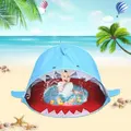 Baby Beach Tent Waterproof Pop Up Sun Awning Tent UV-protecting Cloth Shark Tent Color Blue