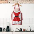 1pc, Polyester Apron, Christmas Theme Apron, Printed Apron, Fashion Housework Kitchen Household Workwear, Kitchen Supplies, Christmas Decor