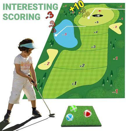 Golf Chipping Game Mat Indoor Outdoor Sticky Balls 16 Piece Home Office Backyard Family Fun Practice
