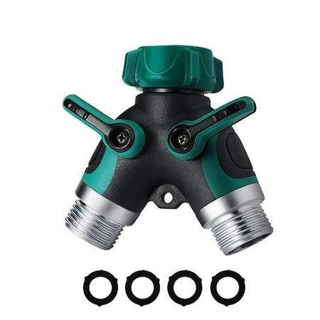 2 ways Hose Splitter Garden Hose Outdoor Faucet Splitter,Adapter Water Hose "3/4" Y-Shaped Plastic Zinc Alloy Connector Includes 4 Sealing Rings
