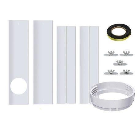 67-220cm Air Conditioner Sliding Door AC Vent Kit, Universal Adjustable PVC Balcony Seal Kit Plates 5.1" and 5.9" Diameter Portable AC Exhaust Hose