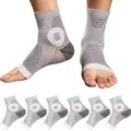 3Pairs XL Neuropathy Socks Relief Compression Socks 20-30 mmHg Ankle Sleeves for Arch Support, Achilles Tendonitis Foot Pain Relief (Gray, X-Large)