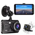 Driving recorder, 170� wide angle, supports loop recording, gravity sensor, parking lot monitoring 4-inch touch screen and full HD dual instrument camera 1080P HD night vision car DVR