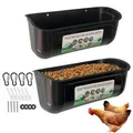 2 Pack Chicken Feeder Box Feed Trough and Waterer Bucket with Clips for Goat Duck Turkey Sheeple Pig Horse Chicken Deer Goose, Goat Feeder Supplies Color Black