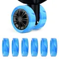 8pcs Luggage Wheels Protector Cover DIY Colorful Silicone Trolley Case Silent Caster Sleeve Reduce Noise Suitcase Wheels Cover Color Light Blue And Deep Blue