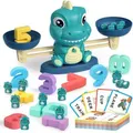 Dinosaur English Learning Toy Set,Balance Counting Math Toy with Matching Letter Spelling Games，Math & Cards Learning Preschool Educational Game，Gift