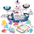 Unicorns English Learning Toy Set,Balance Counting Math Toy with Matching Letter Spelling Games，Math & Cards Learning Preschool Educational Game，Gift