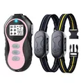 Dog Shock Collar for 2 Dogs, Remote Control Dog Training Collar for Large, Medium and Small Dogs, Waterproof Rechargeable Electronic Collar with 4 Modes (Pink)