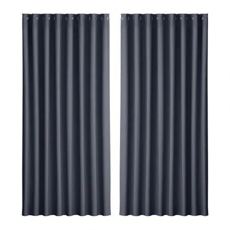 Artiss 2X Blockout Curtains Blackout Window Curtain Eyelet 300x230cm Charcoal