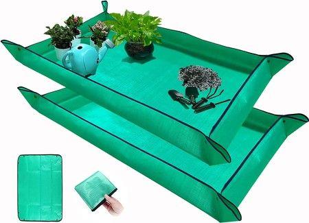 2 PCS 100*150cm Plant Repotting Mat Waterproof Indoor Succulent Potting Mat Portable Gardening Soil Changing and Watering mat and Foldable Garden mat