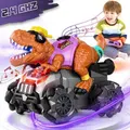 2.4Ghz Remote Control Hip-Hop Car Toys 360� Rotating RC Dino Truck Toys with LED Light Music & Spray