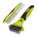 Pet Dematting Tool 2 Pack, Double Sided Undercoat Rake and Dematting Comb for Dogs and Cats