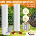 Chicken Bird Feeder Waterer Set Automatic Water Dispenser Poultry Coop 3KG Food 4L Drinker Kit Auto Aviary Chook Chick Hen Quail Drinking Cup