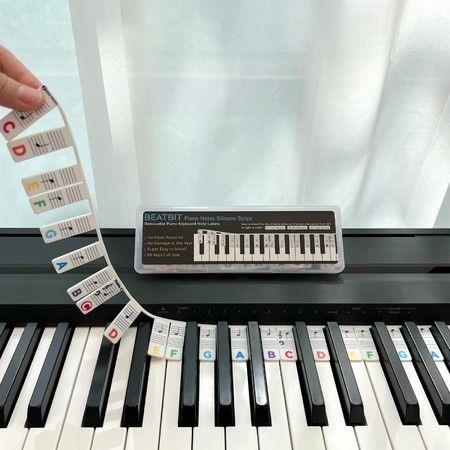 Piano Keyboard Labels Beginner Education Removable Notes Guide Silicone 88 Key Full Size Reusable Colourful Learning Tool