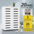 2 Door 20 Pair Shoe Storage Cabinet for Home Entryway Closet