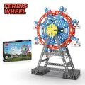 358 PCS Blue 3D Metal Model Puzzles for Kids, Upgraded Ferris wheel Architecture 3D Metal Models Building Kits, Best Birthday Gifts