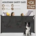 Retractable Baby Gate Pet Safety Fence Dog Safe Guard Enclosure Stair Security Barrier Mesh Indoor Outdoor 179cm Black