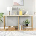 Gold Narrow Console Table Stand Hall Entryway Bar Side Sofa Couch Wood Accent Long Slim Storage Display Shelf Marble Tabletop 160x20x79cm