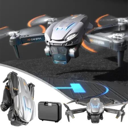 HD Triple Cameras Drone with Wind Resistance Headless Mode Gesture Control FPV Drone RC Drone for Beginners Quadcopter Color Silver Gray