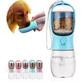 Portable Pet Water Bottle with Food Container, Outdoor Portable Water Dispenser for Cats, Puppies, Pets for Walking (1 Pack,Blue)
