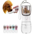 Portable Pet Water Bottle with Food Container, Outdoor Portable Water Dispenser for Cats, Puppies, Pets for Walking (1 Pack,White)