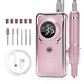 Electric Nail Drill-35000RPM Portable Acrylic Gel Polish Remover Nail Drill Machine with 6 Nail Bits,Professional Manicure Pedicure Polishing Tools for Home Salon,Pink