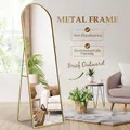 Arch Full Length Mirror Body Free Standing Floor Bedroom Hallway Leaning Makeup Vanity Dressing HD Glass Gold Metal Stand 50x2x160cm