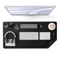 Non Slip Desk Pad, PU Leather Desk Protector for Keyboard and Mouse, Office and Home, 90 x 45 cm, Black