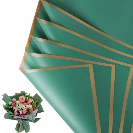20 Sheets Flower Wrapping Paper - Waterproof Floral Bouquet Wrapping Paper,Florist Supplies Packaging Paper for Wedding Birthday Gift DIY (Green)