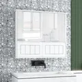 Bathroom Mirror Cabinet Shaver Medicine Shaving Wall Storage Organiser Bath Cupboard Toilet Organizer Furniture Shelves with 4 Doors White