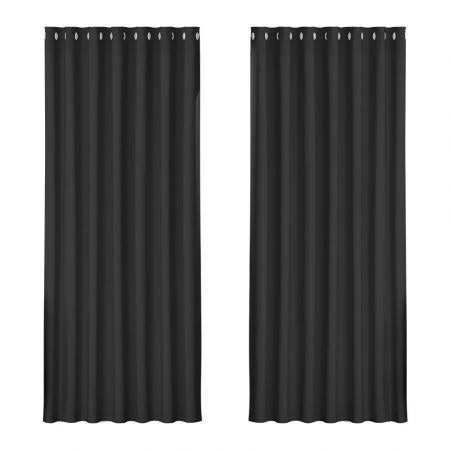 Artiss 2X Blockout Curtains Blackout Window Curtain Eyelet 240x230cm Black
