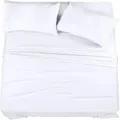 Bedding Sheets Set 4 Piece Bedding Brushed Microfiber Shrinkage and Fade Resistant Easy Care (QUEEN SIZE, White)