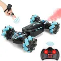 (Blue)Remote Control Car Hand Controlled Gesture RC Stunt Car with Spray , Lights and Music for Kids, 4WD 2.4GHz Off-Road 360 Rotation Toy Car Gift